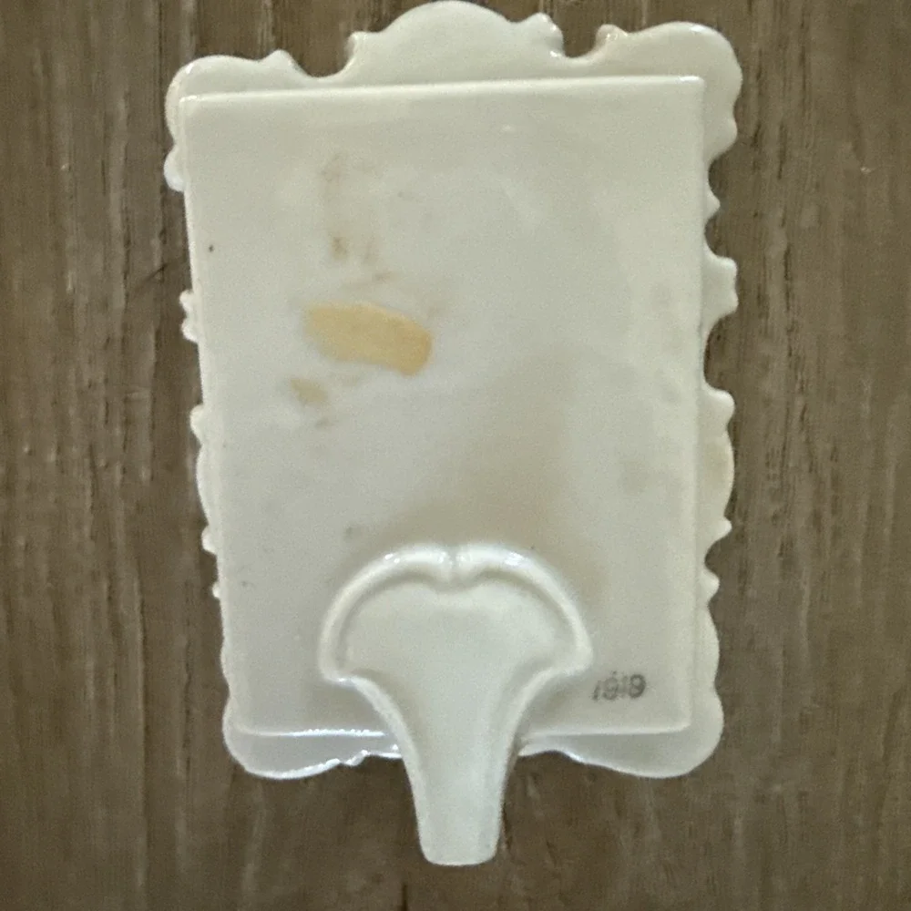 Vintage Lefton Porcelain Small Picture‎ Frame White With Pink Raised Flowers